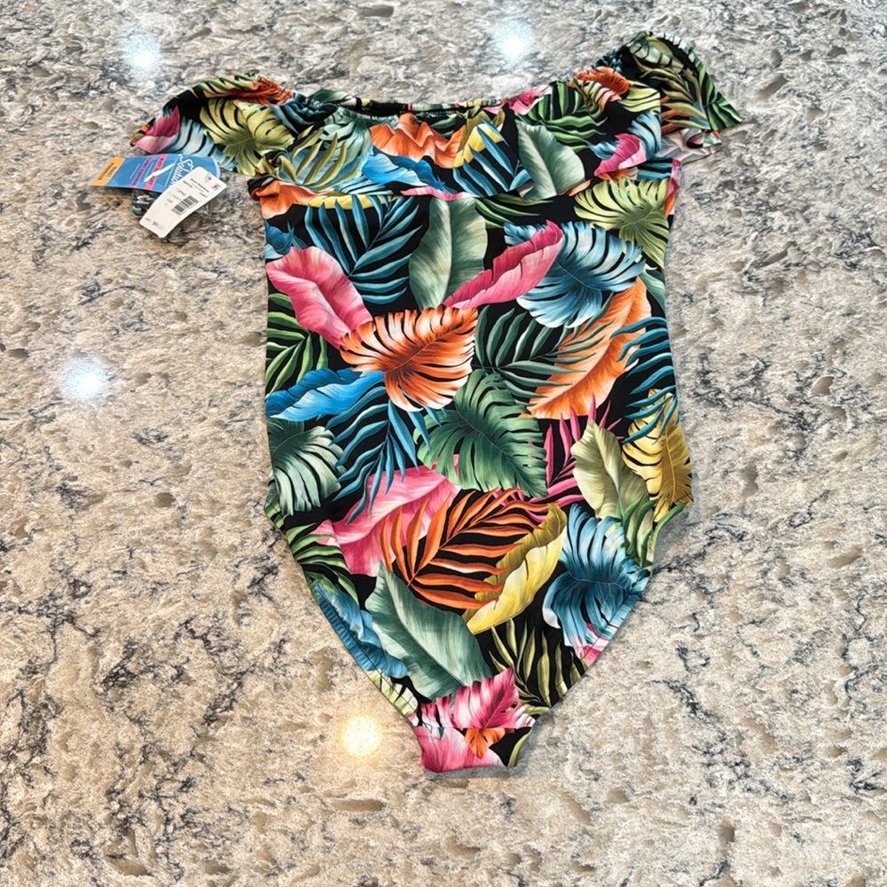 Swim Solutions Off Shoulder Tummy Control One Piece NWT 16 - Picture 11 of 12